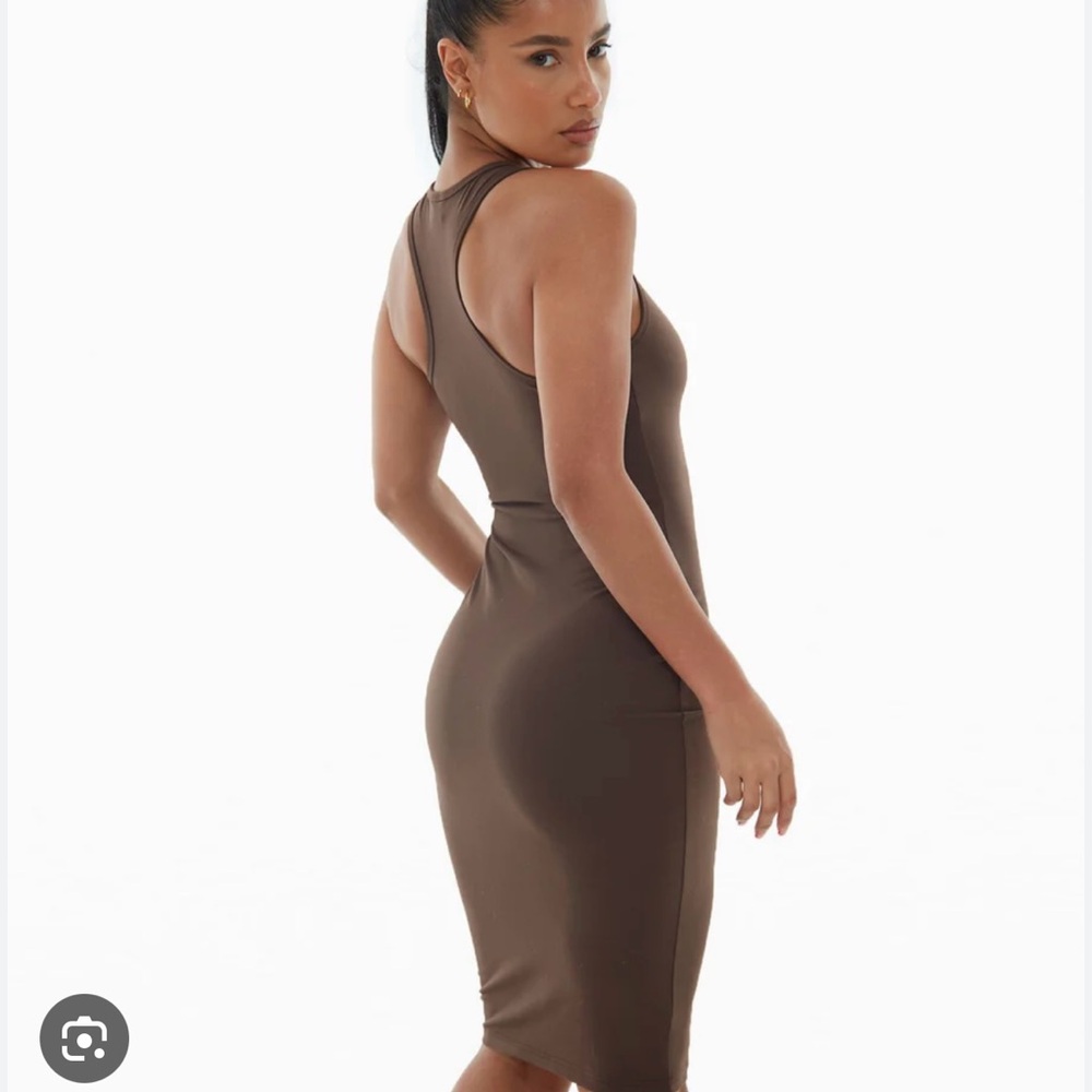 Lazuli Label Nola Chocolate Brown Midi Vest racerback Dress